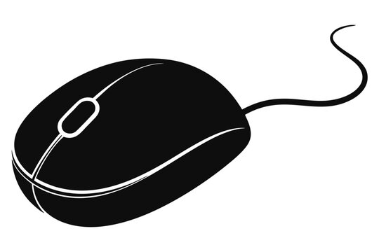 recommend clip art: computer mouse without wireless line art silhouette vector illustration