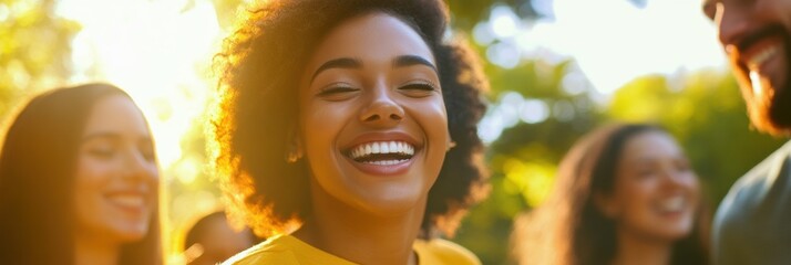 Joyful gathering of friends enjoying a sunny day in the park with laughter and celebration Generative AI