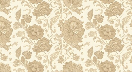 Delicate hand-drawn floral seamless pattern in muted earthy tones. Seamless Patterns