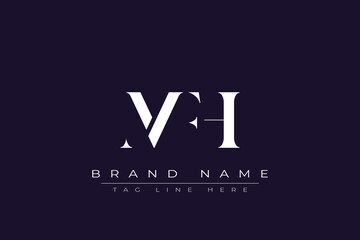 Fototapeta premium MFH abstract letter logo design. This logo is designed by three abstract letters.