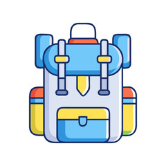 backpack with travel gear icon, backpack with travel gear flat illustration - simple vector illustration of backpack with travel gear , perfect for icons and logos