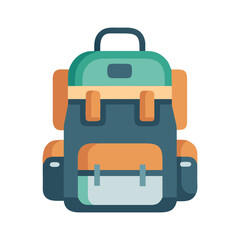 backpack with travel gear icon, backpack with travel gear flat illustration - simple vector illustration of backpack with travel gear , perfect for icons and logos