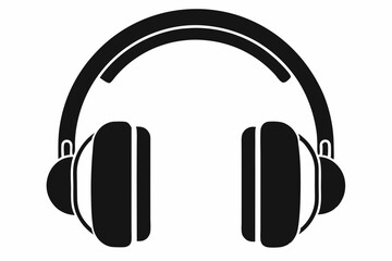 headphone line art silhouette vector illustration