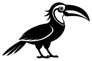 hornbill line art silhouette vector illustration