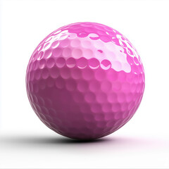 pink golf ball with a glossy, dimpled surface sits against a clean white background. Its bold color and polished texture give it a modern and stylish appeal