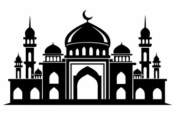 islamic mosque line art silhouette vector illustration