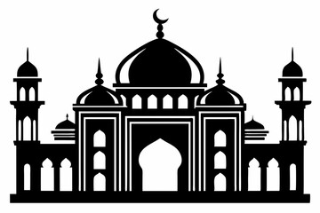 islamic mosque line art silhouette vector illustration