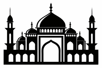 islamic mosque line art silhouette vector illustration