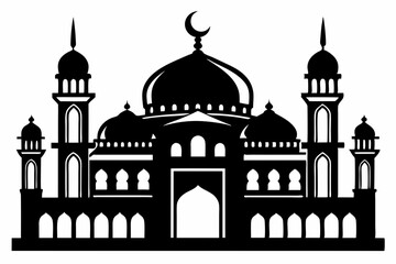 islamic mosque line art silhouette vector illustration