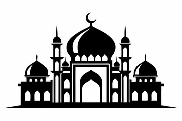 islamic mosque line art silhouette vector illustration
