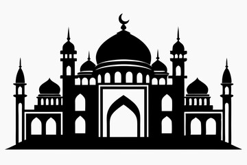 islamic mosque line art silhouette vector illustration