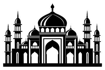 islamic mosque line art silhouette vector illustration