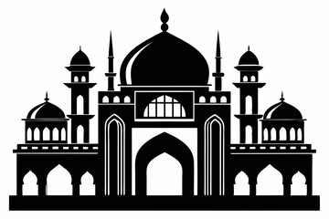 islamic mosque line art silhouette vector illustration