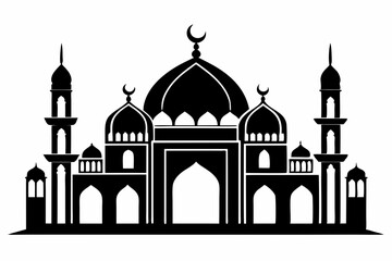 islamic mosque line art silhouette vector illustration