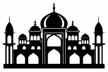 islamic mosque line art silhouette vector illustration