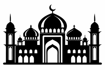 islamic mosque line art silhouette vector illustration