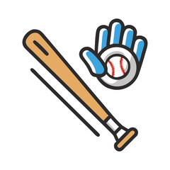 baseball bat and glove icon, baseball bat and glove flat illustration - simple vector illustration of baseball bat and glove , perfect for icons and logos