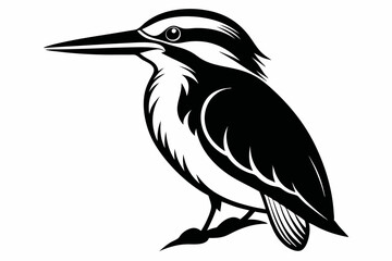 kingfisher line art silhouette vector illustration