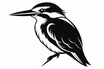 kingfisher line art silhouette vector illustration