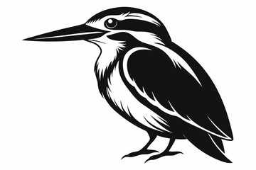 kingfisher line art silhouette vector illustration