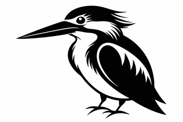 kingfisher line art silhouette vector illustration