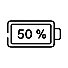 battery level indicator half icon, battery level indicator half flat illustration - simple vector illustration of battery level indicator half , perfect for icons and logos