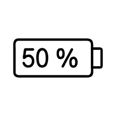 battery level indicator half icon, battery level indicator half flat illustration - simple vector illustration of battery level indicator half , perfect for icons and logos