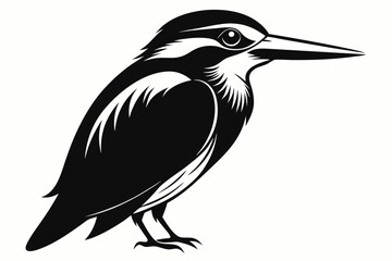kingfisher line art silhouette vector illustration