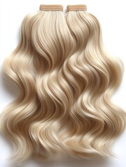 Naklejka premium Wavy blonde hair extensions on a white background