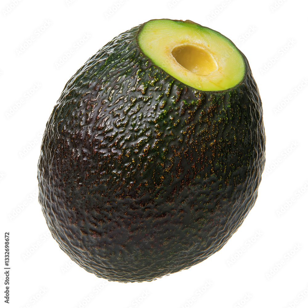 Poster fresh avocado isolated on a transparent background showcasing its smooth texture and vibrant color, 