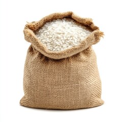 Wheat and rice bags made of burlap and canvas showing natural grains in a rough texture