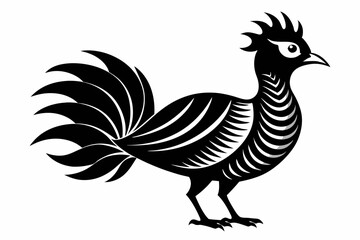 lyrebird line art silhouette vector illustration