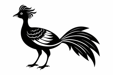 lyrebird line art silhouette vector illustration