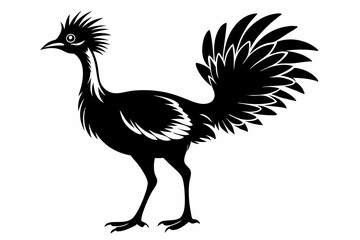 lyrebird line art silhouette vector illustration