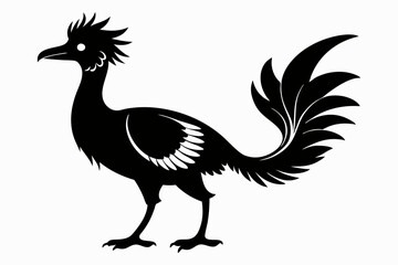 lyrebird line art silhouette vector illustration