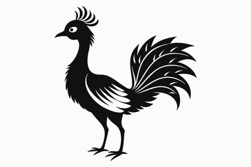 lyrebird line art silhouette vector illustration