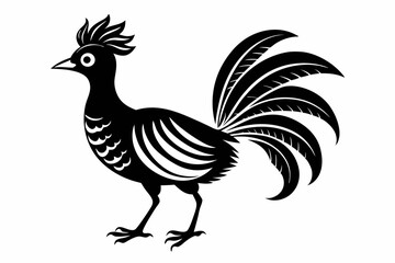 lyrebird line art silhouette vector illustration