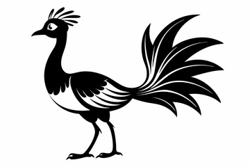 lyrebird line art silhouette vector illustration