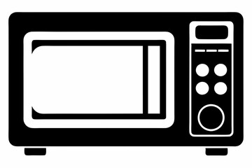 microwave oven line art silhouette vector illustration
