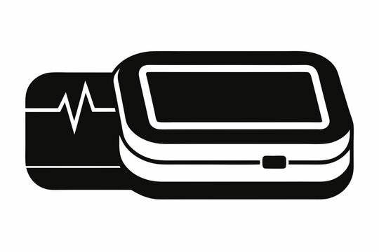 black pulse oximeter device with heartbeat clip art preview