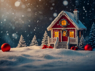 Fototapeta premium Christmas background with New Year promotional graphics.