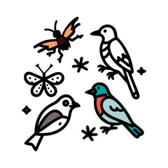 birds insects icon, birds insects flat illustration - simple vector illustration of birds insects , perfect for icons and logos