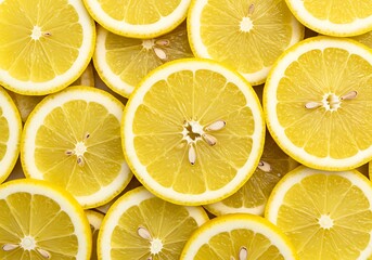 A Vibrant Collection of Sliced Lemons: Juicy Citrus Background