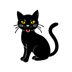 Obraz premium black cat icon, black cat flat illustration - simple vector illustration of black cat , perfect for icons and logos
