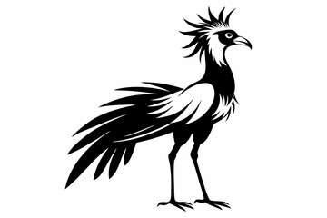 Obraz premium secretary bird line art silhouette vector illustration
