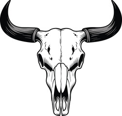 Buffalo skull - hand drawn vector illustration