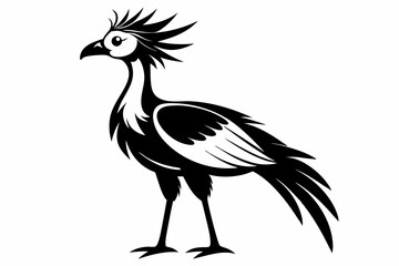 secretary bird line art silhouette vector illustration