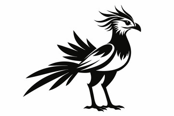 Obraz premium secretary bird line art silhouette vector illustration
