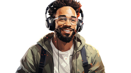 Smiling Man with Glasses Casual Portrait, Modern Digital Art for Lifestyle Themes.