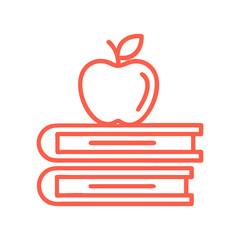 book and apple literature icon, book and apple literature flat illustration - simple vector illustration of book and apple literature , perfect for icons and logos
